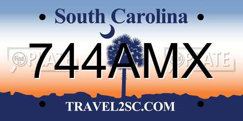 744AMX South Carolina License Plate