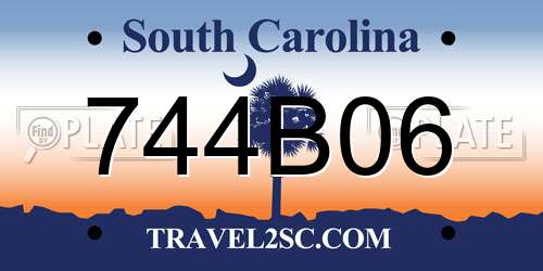 744B06 South Carolina License Plate