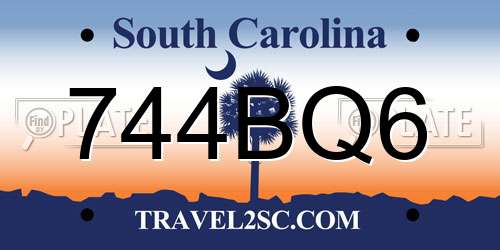 744BQ6 South Carolina License Plate