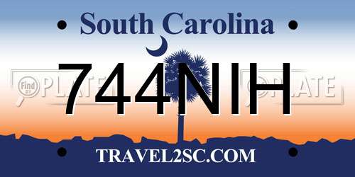 744NIH South Carolina License Plate