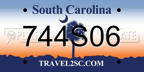744S06 South Carolina License Plate
