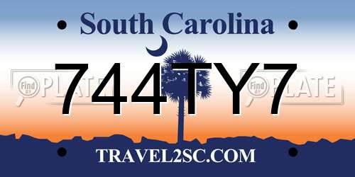 744TY7 South Carolina License Plate