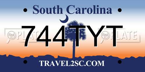744TYT South Carolina License Plate
