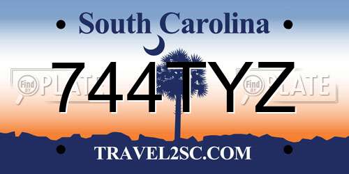 744TYZ South Carolina License Plate