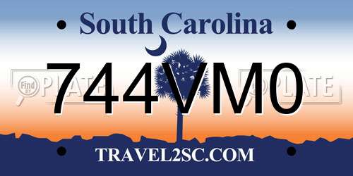 744VM0 South Carolina License Plate