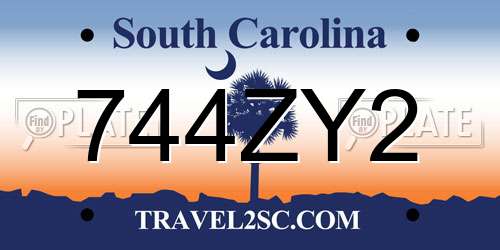 744ZY2 South Carolina License Plate