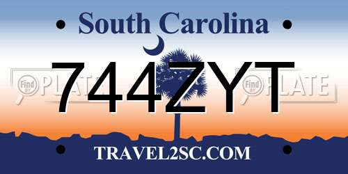 744ZYT South Carolina License Plate