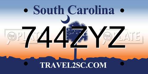 744ZYZ South Carolina License Plate