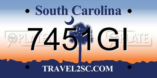 7451GI South Carolina License Plate