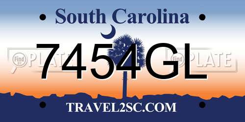 7454GL South Carolina License Plate