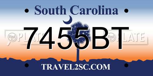 7455BT South Carolina License Plate