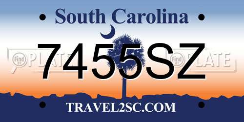 7455SZ South Carolina License Plate