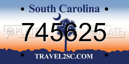 745625 South Carolina License Plate