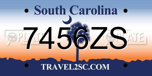 7456ZS South Carolina License Plate