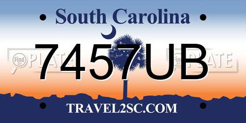 7457UB South Carolina License Plate