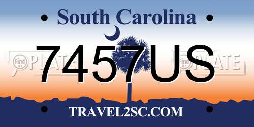 7457US South Carolina License Plate