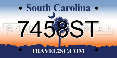 7458ST South Carolina License Plate