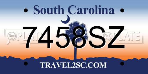 7458SZ South Carolina License Plate