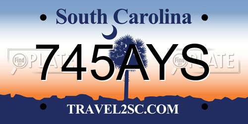745AYS South Carolina License Plate