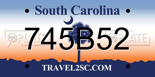 745B52 South Carolina License Plate
