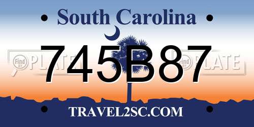 745B87 South Carolina License Plate