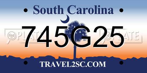 745G25 South Carolina License Plate