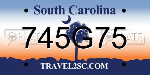 745G75 South Carolina License Plate