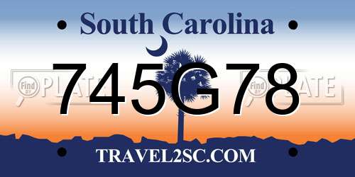 745G78 South Carolina License Plate