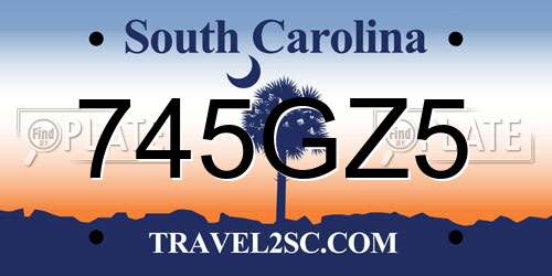 745GZ5 South Carolina License Plate