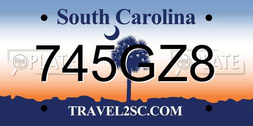 745GZ8 South Carolina License Plate
