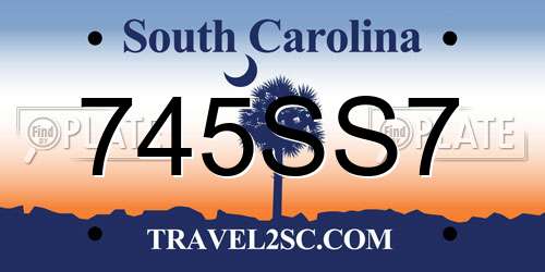 745SS7 South Carolina License Plate