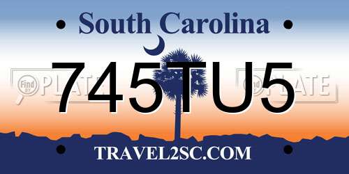 745TU5 South Carolina License Plate
