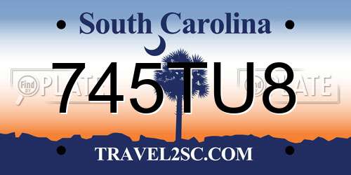 745TU8 South Carolina License Plate