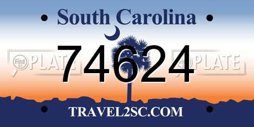 74624 South Carolina License Plate