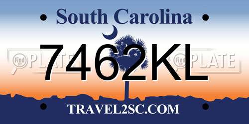 7462KL South Carolina License Plate