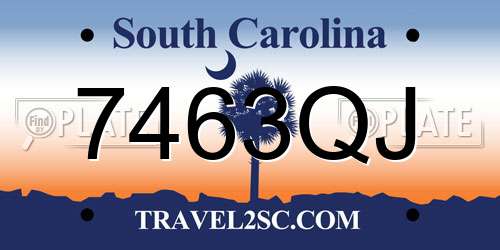 7463QJ South Carolina License Plate