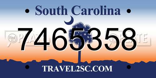 7465358 South Carolina License Plate