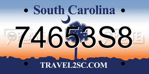 74653S8 South Carolina License Plate