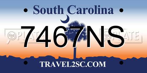 7467NS South Carolina License Plate