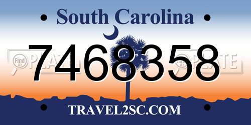7468358 South Carolina License Plate