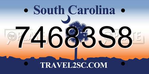 74683S8 South Carolina License Plate