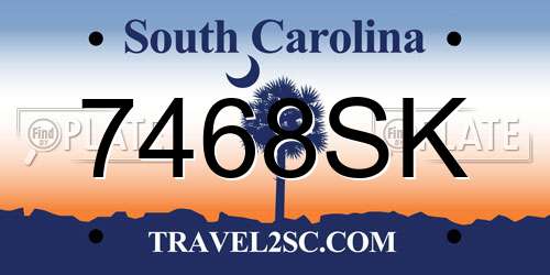 7468SK South Carolina License Plate