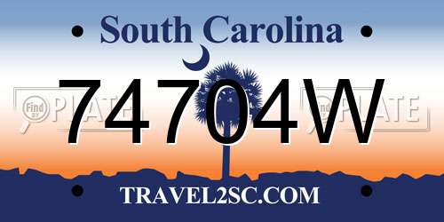 74704W South Carolina License Plate