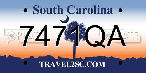 7471QA South Carolina License Plate