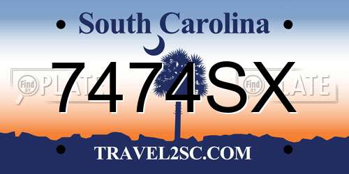 7474SX South Carolina License Plate