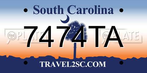 7474TA South Carolina License Plate
