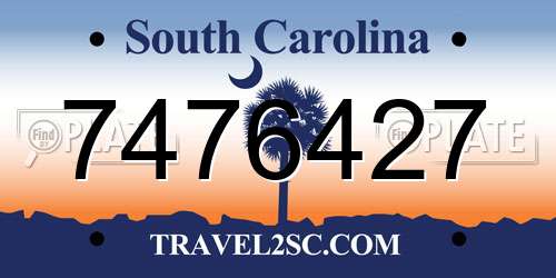7476427 South Carolina License Plate
