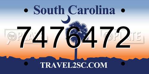 7476472 South Carolina License Plate