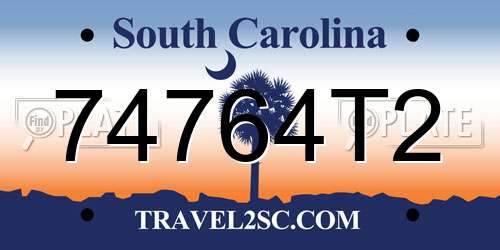 74764T2 South Carolina License Plate