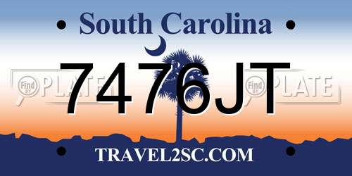 7476JT South Carolina License Plate